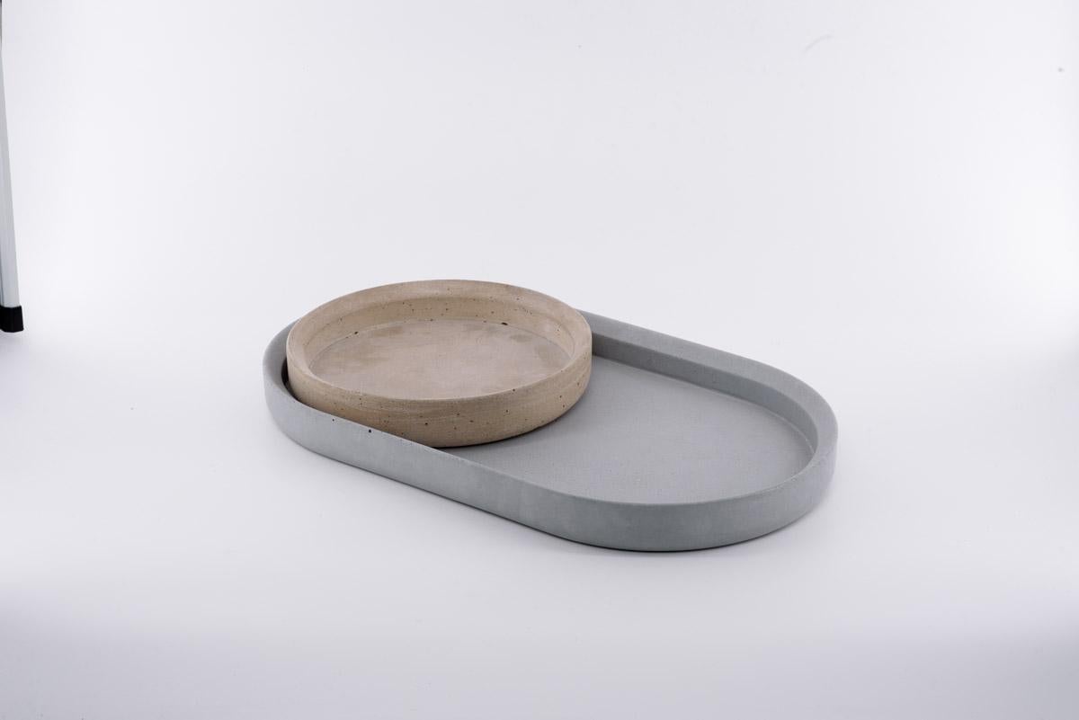 21st Century Renzo Set Concrete Tray 100% Handmade in Italy For Sale 7