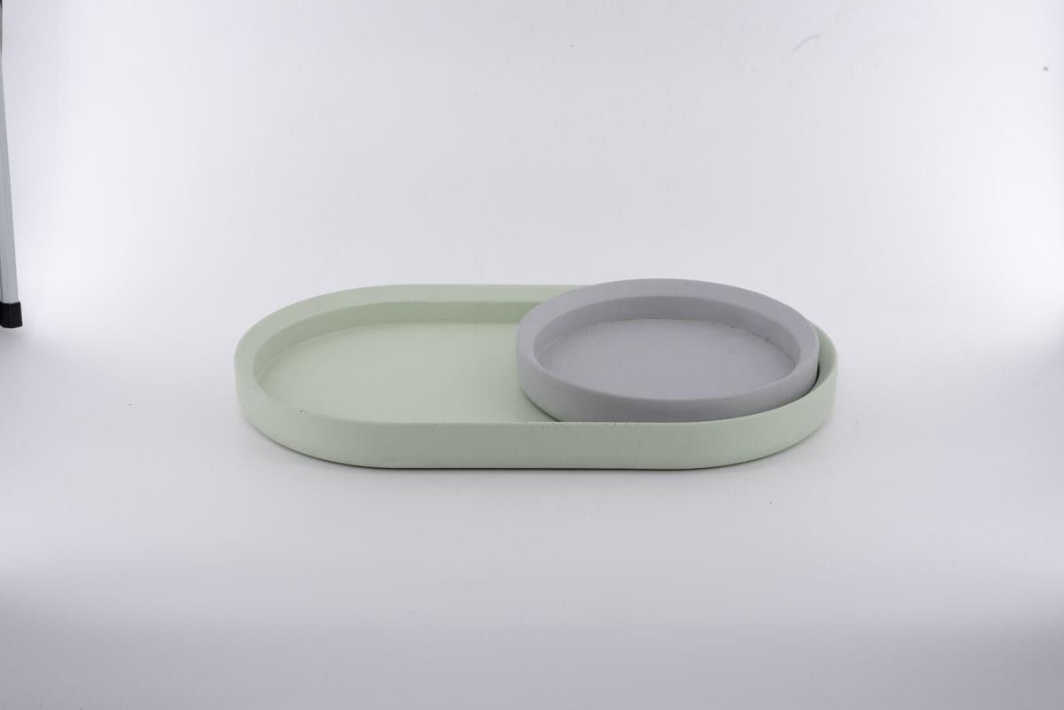 Molded 21st Century Renzo Set Concrete Tray 100% Handmade in Italy For Sale