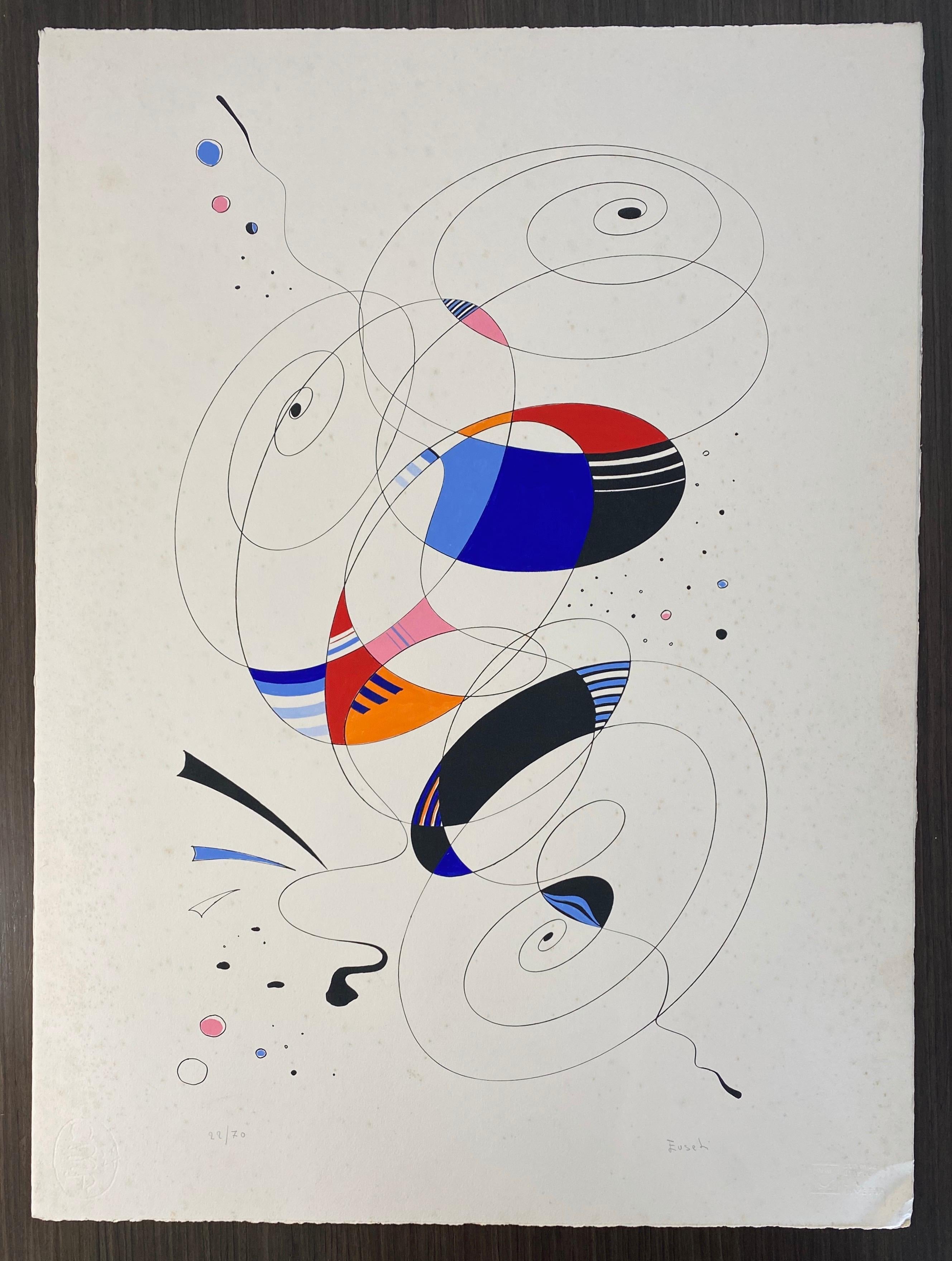 Litografia astratta di un artista italiano - Print Astratto di Renzo Eusebi
