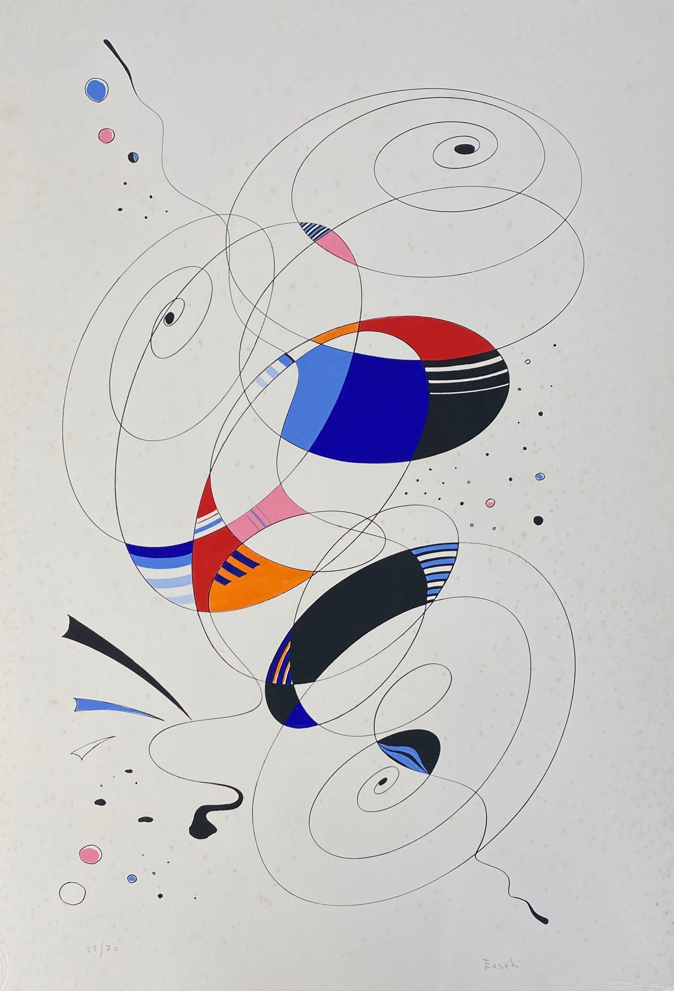 Abstract Print di Renzo Eusebi - Litografia astratta di un artista italiano