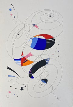 Vintage Italian Artist Abstract Lithograph