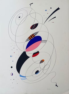 Vintage Italian Artist Abstract Lithograph