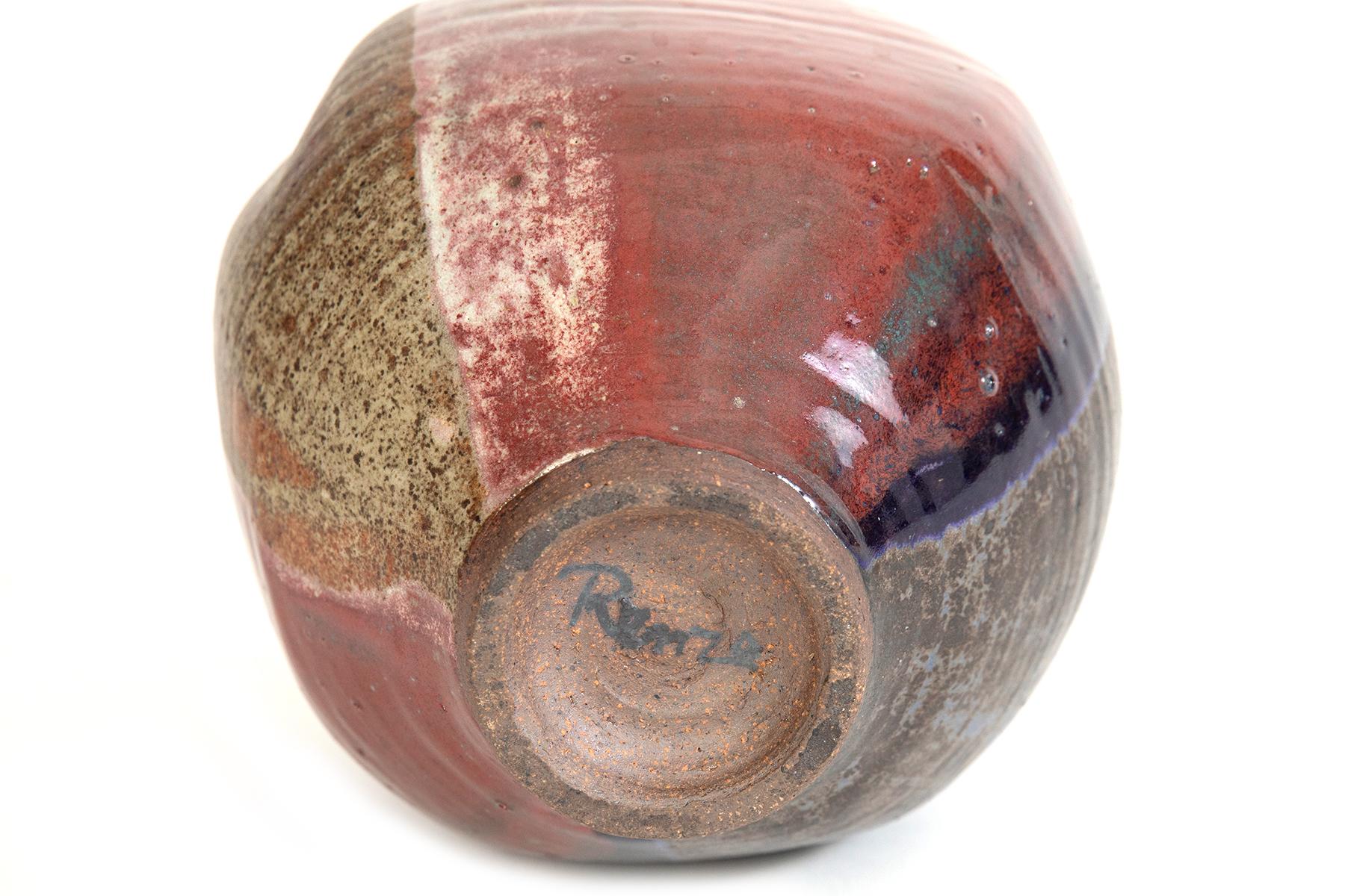 1960s Multicolored Glazed Ceramic Vessel by Renzo Faggioli  In Good Condition In Phoenix, AZ