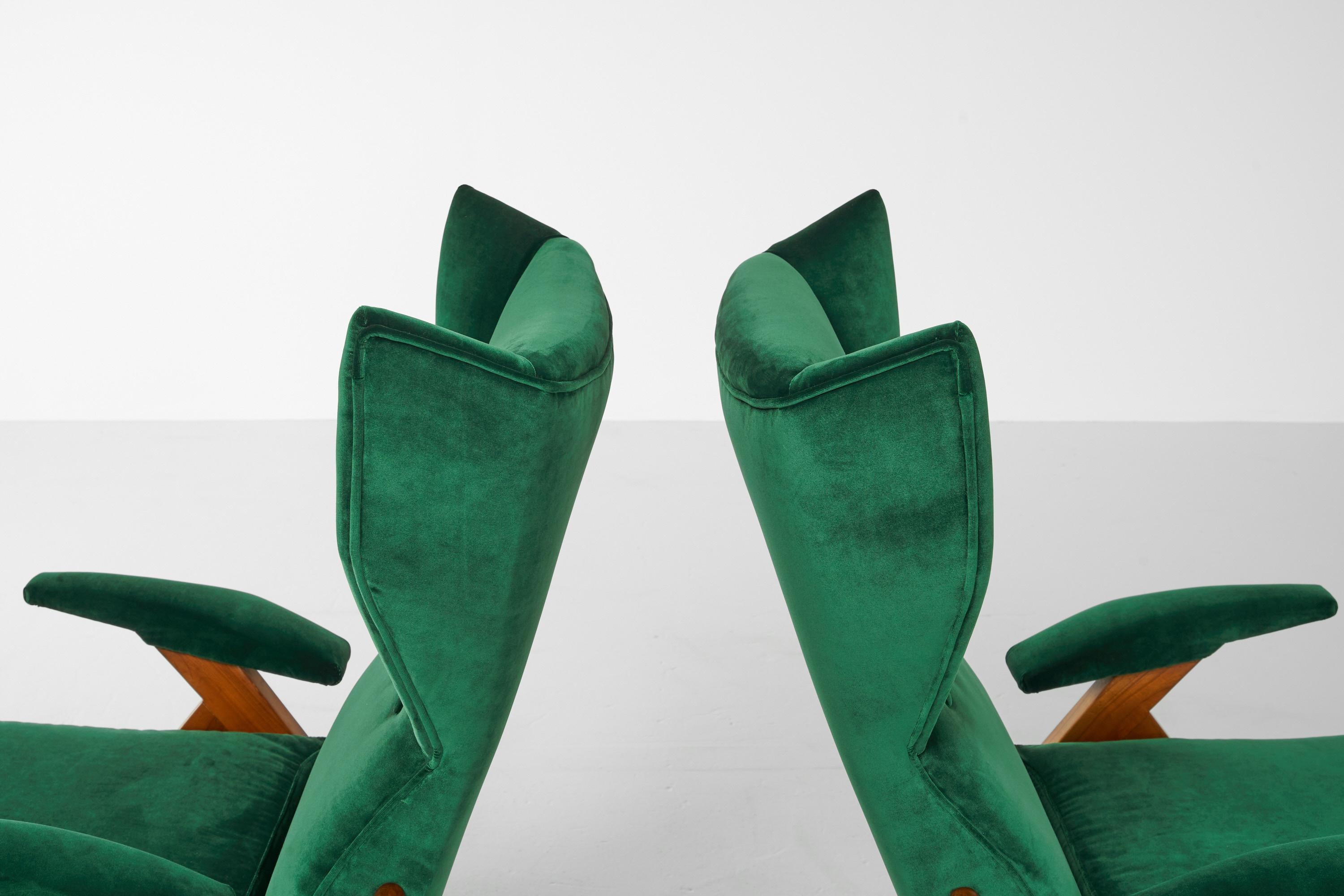 Mid-20th Century Renzo Franchi Adjustable Lounge Chairs Camea, Italy, 1955