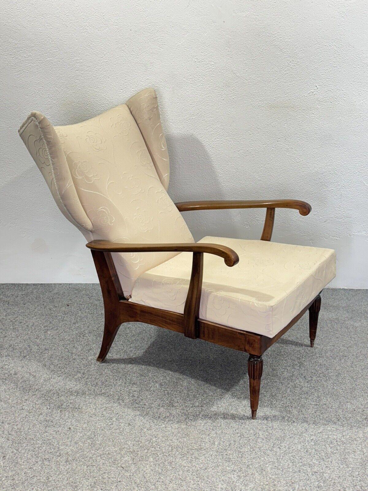 Renzo Franchi Camerani Recliner Sessel Mod. Camea 1950 Design Mitte des Jahrhunderts.

Gestell komplett aus Holz, gepolstert mit beigefarbenem Blumenstoff.

Der Artikel ist in einem guten konservativen Zustand, es gibt keine größeren ästhetischen