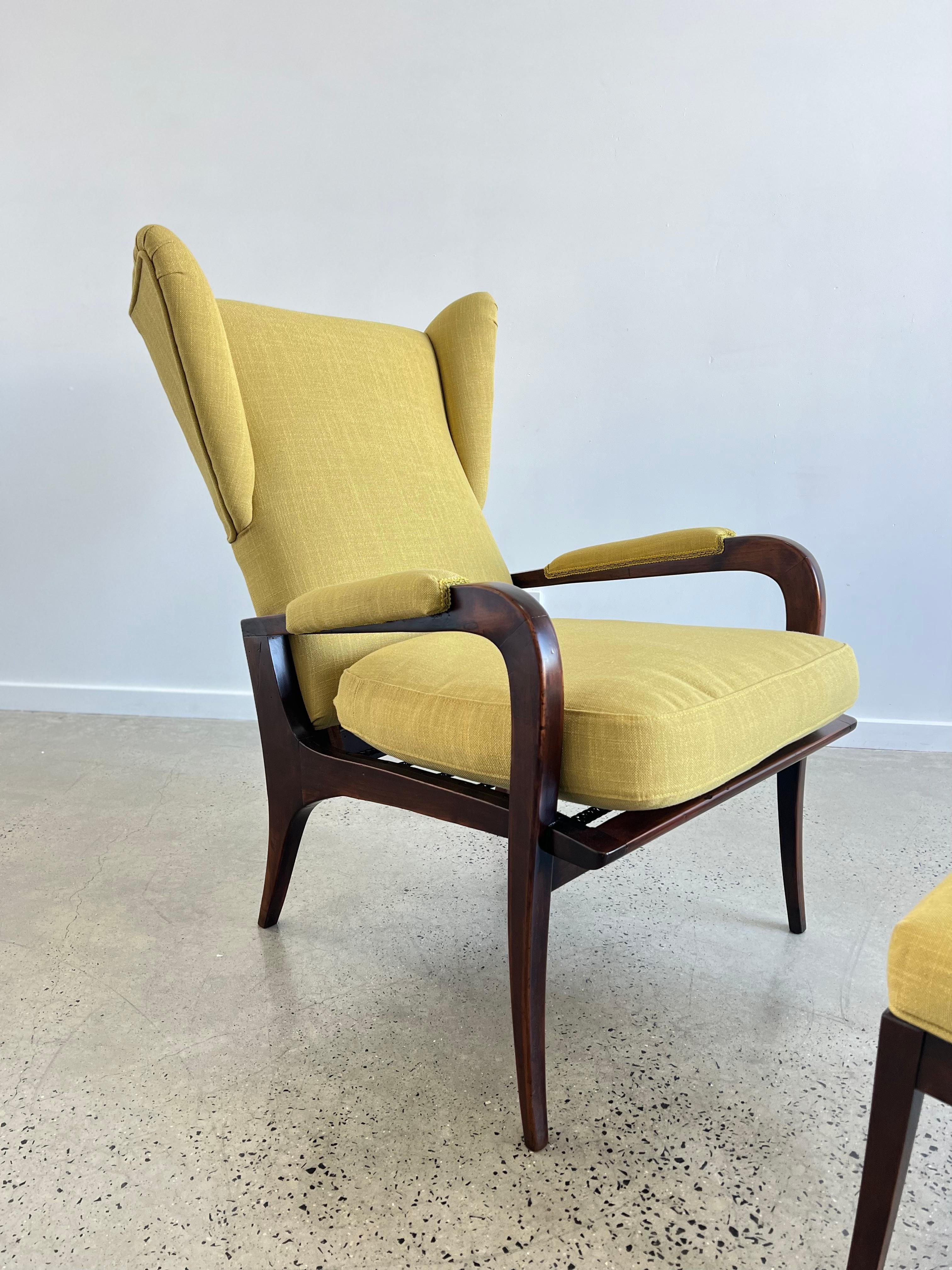 Mid-Century Modern Renzo Franchi for Brianzola Camera Lounge Reclinable Armchair with Ottoman For Sale