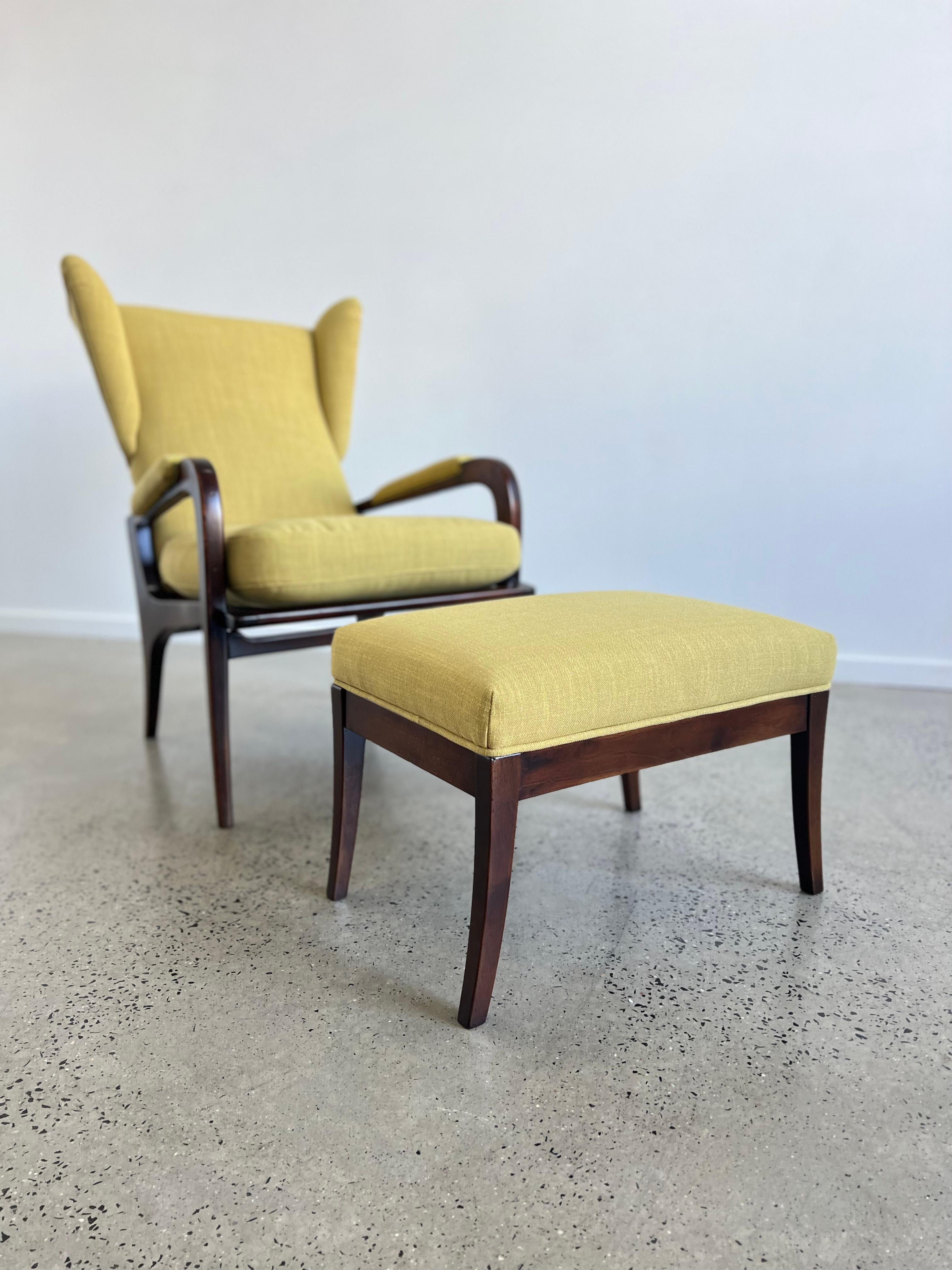 Mid-20th Century Renzo Franchi for Brianzola Camera Lounge Reclinable Armchair with Ottoman For Sale