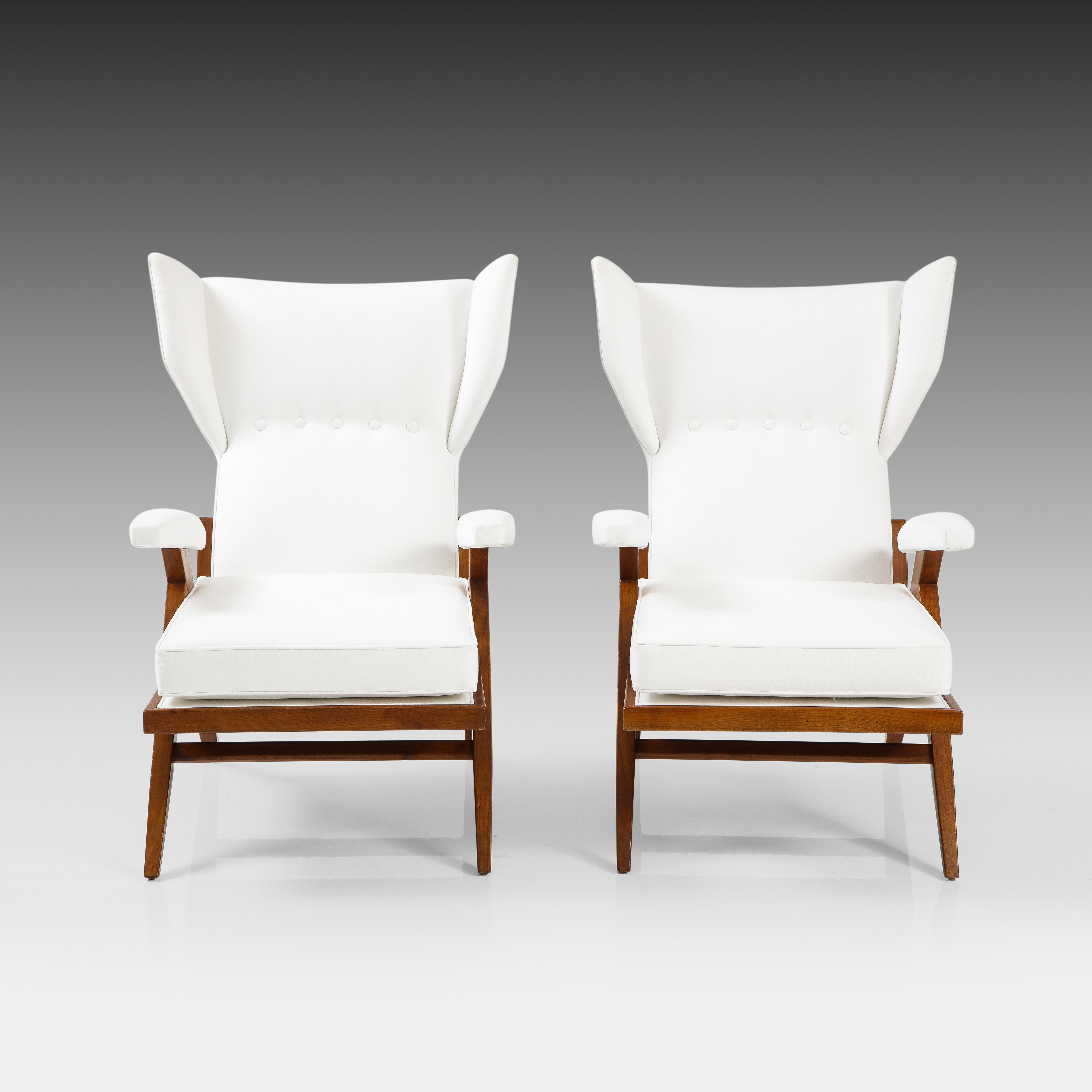 Mid-Century Modern Renzo Franchi pour Camerani Rare paire de chaises longues blanches 