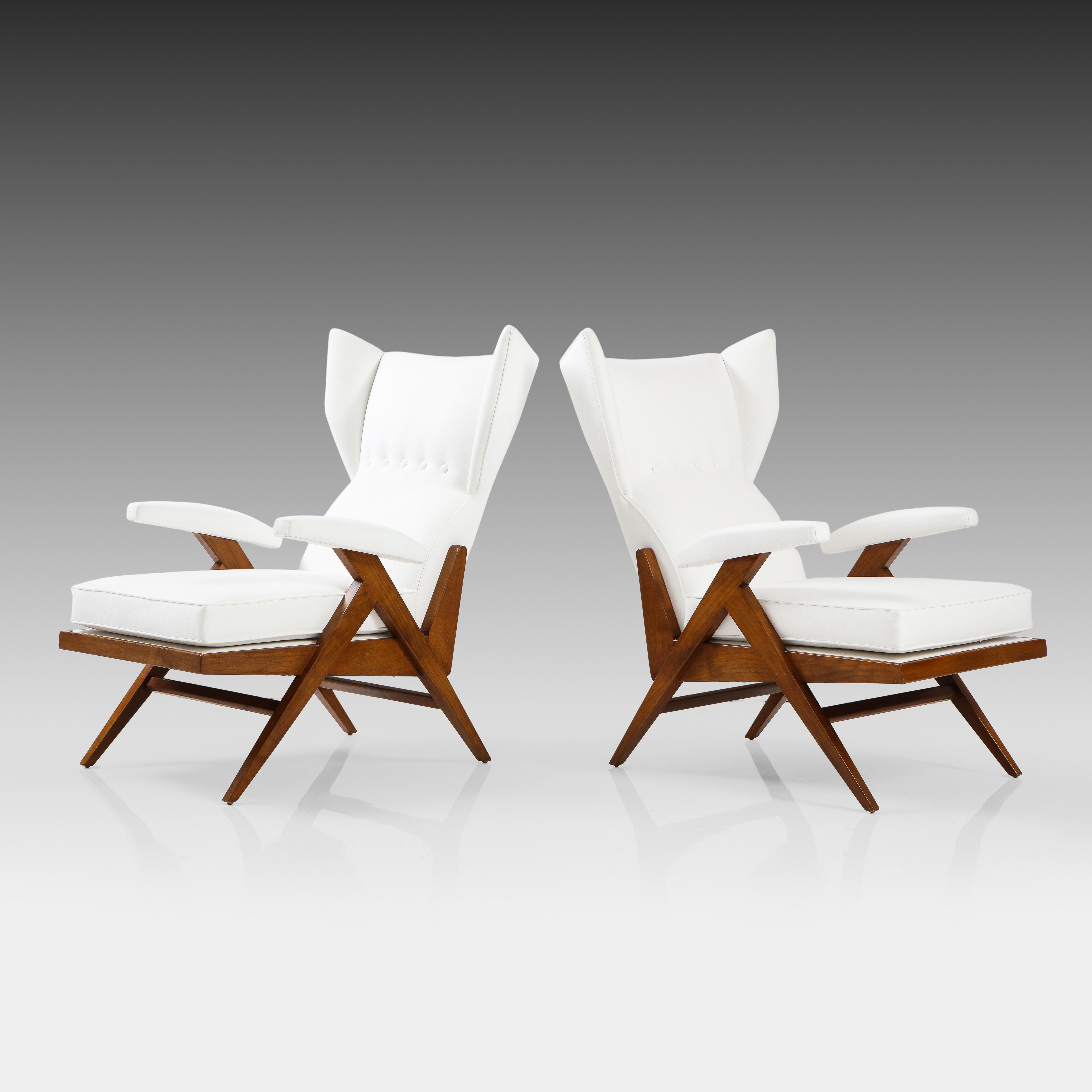italien Renzo Franchi pour Camerani Rare paire de chaises longues blanches 