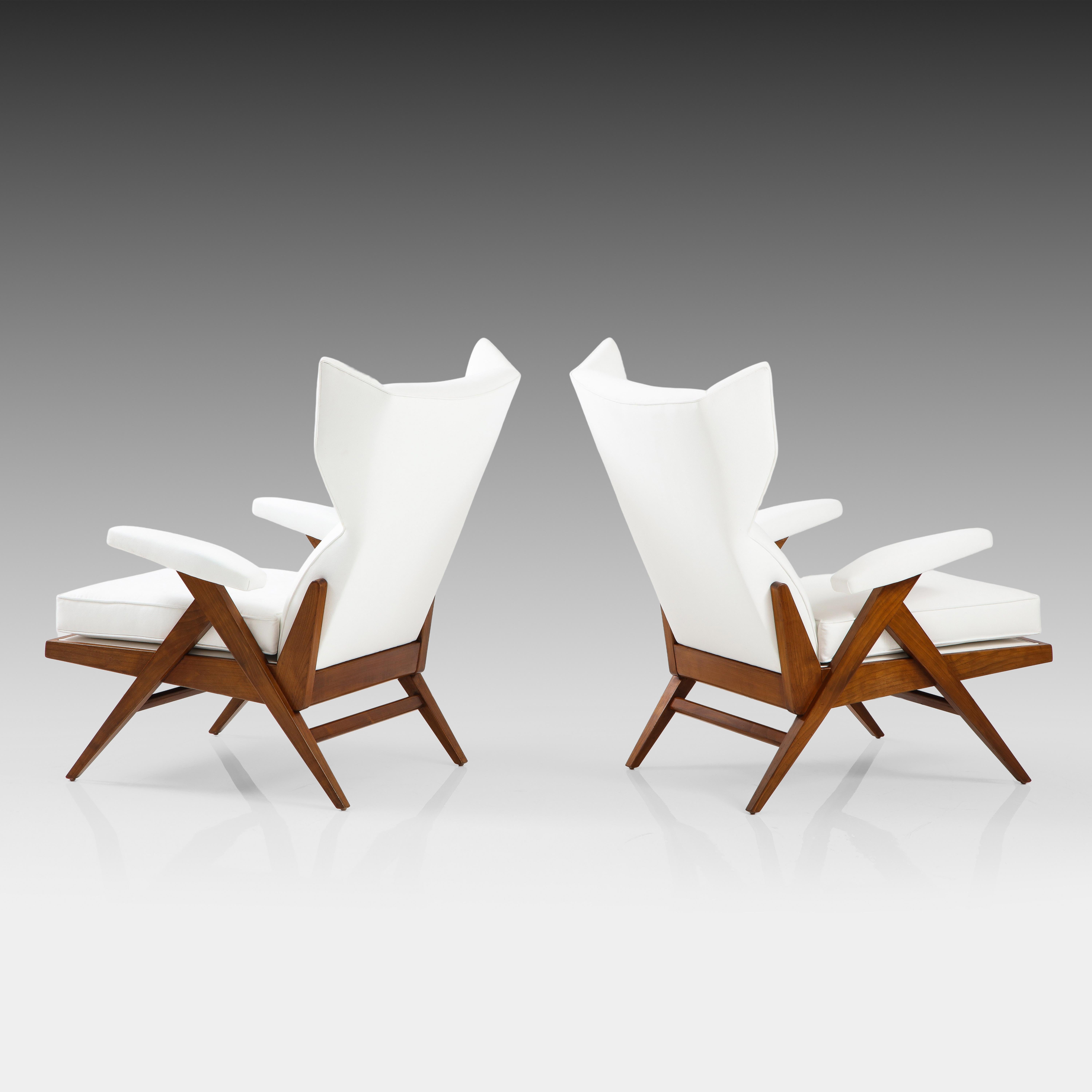 Milieu du XXe siècle Renzo Franchi pour Camerani Rare paire de chaises longues blanches 