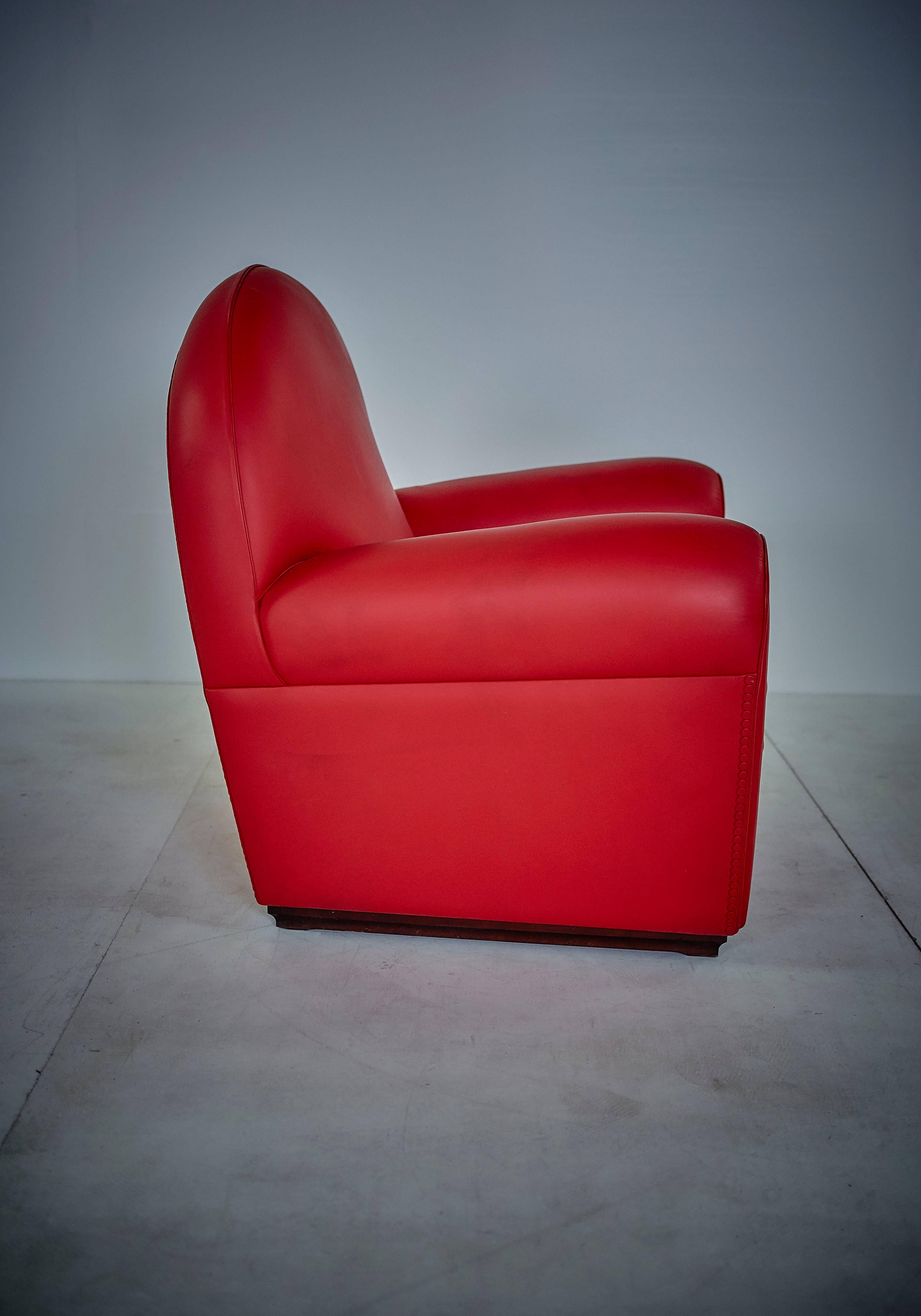 red leather armchairs