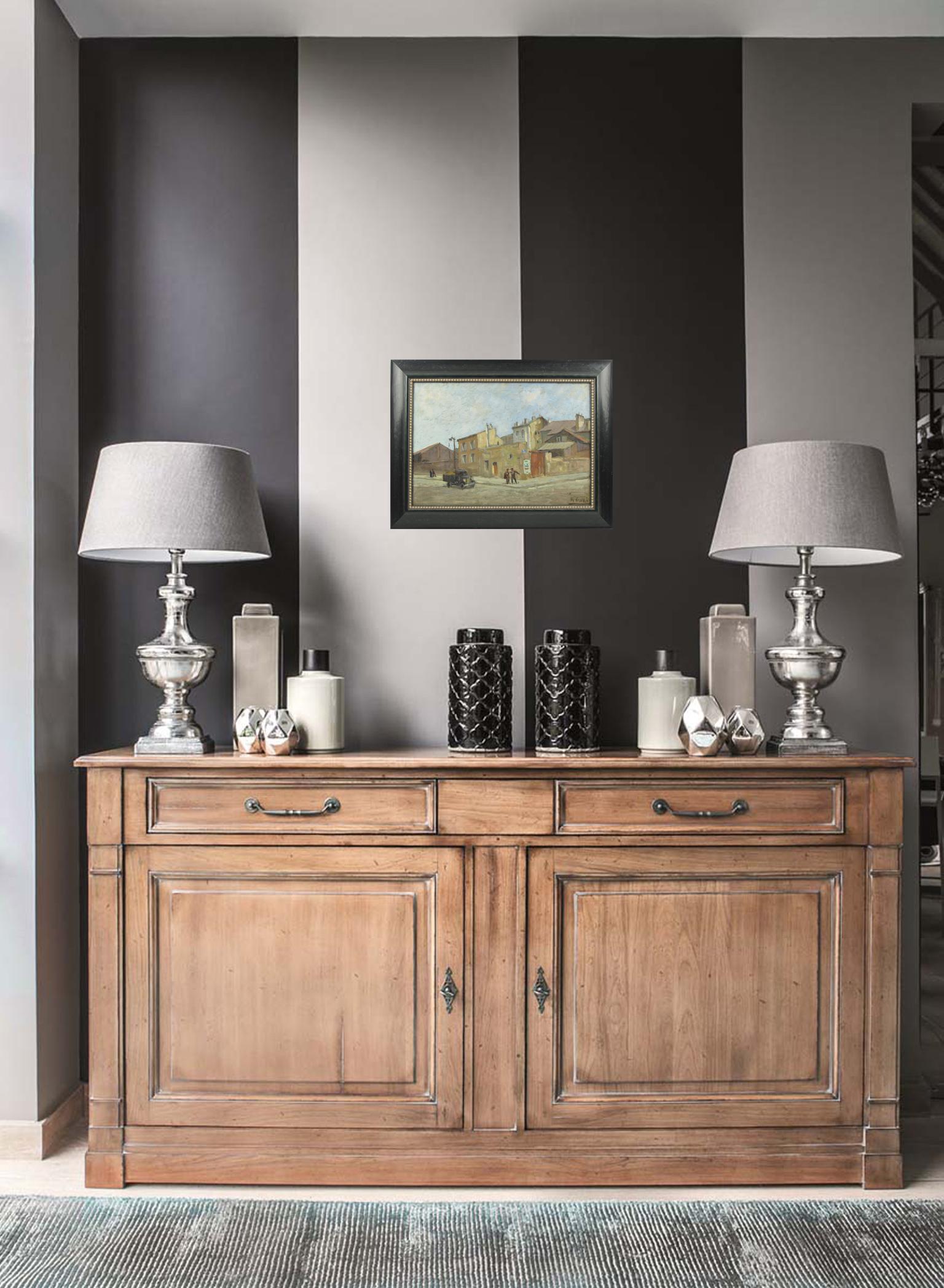 Street View in France, Öl auf Leinwand, Gemälde von Renzo Gori im Angebot 1