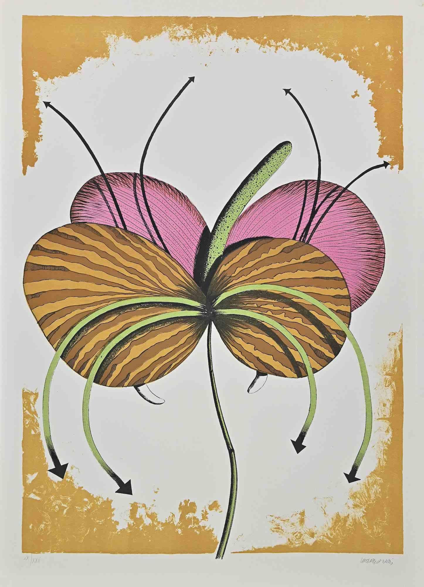 Flower is a lithograph realized by Renzo Margonari in 1976.

Hand-signed.

Numbered. Edition, XX/XXV.
