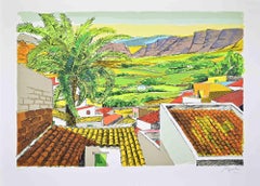 Landscape in Sicily - Lithograph by Renzo Meschis - 1989