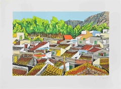 Landscape in Sicily - Lithograph by Renzo Meschis - 1989