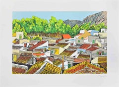 Landscape in Sicily - Lithograph by Renzo Meschis - 1989