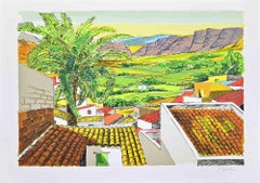 Landscape in Sicily - Lithograph by Renzo Meschis - 1989