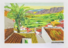 Landscape in Sicily - Lithograph by Renzo Meschis - 1989