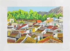 Landscape in Sicily - Lithograph by Renzo Meschis - 1989