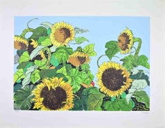 Sunflowers - Screen print by Renzo Meschis - 1980s