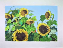 Sunflowers - Screen print by Renzo Meschis - 1980s