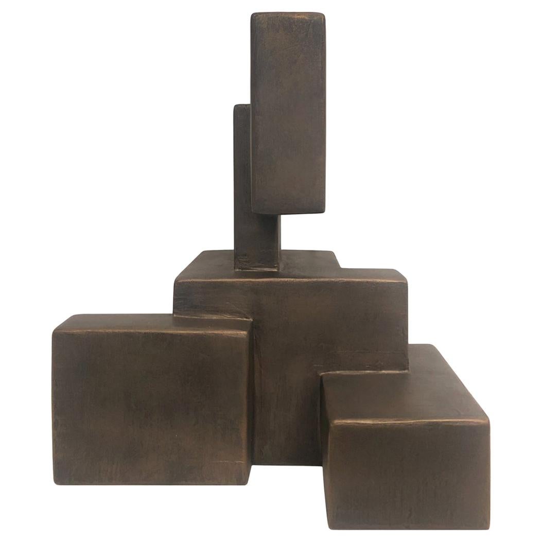 "Renzo" Mixed-Media Table Top Sculpture in Bronze Finish by Dan Schneiger