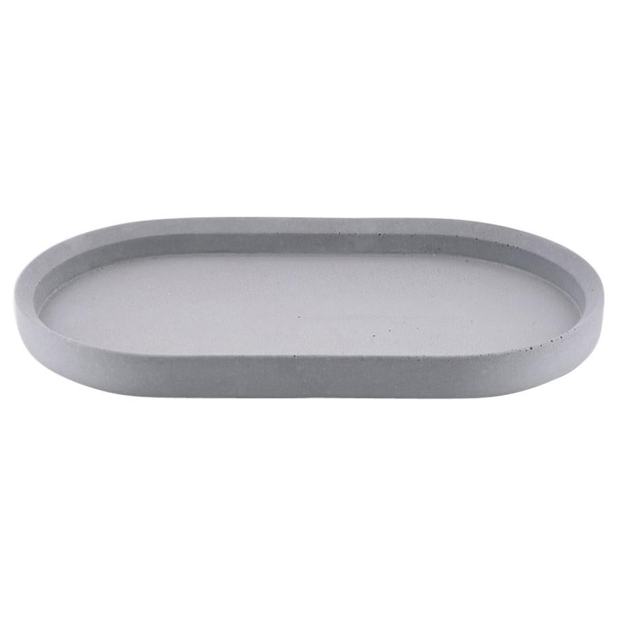21st Century Concrete Cement Tray Centrepiece Handmade in Italy Light Grey Color