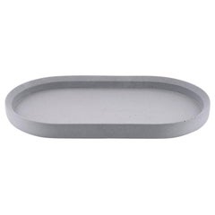 21st Century Concrete Cement Tray Centrepiece Handmade in Italy Light Grey Color
