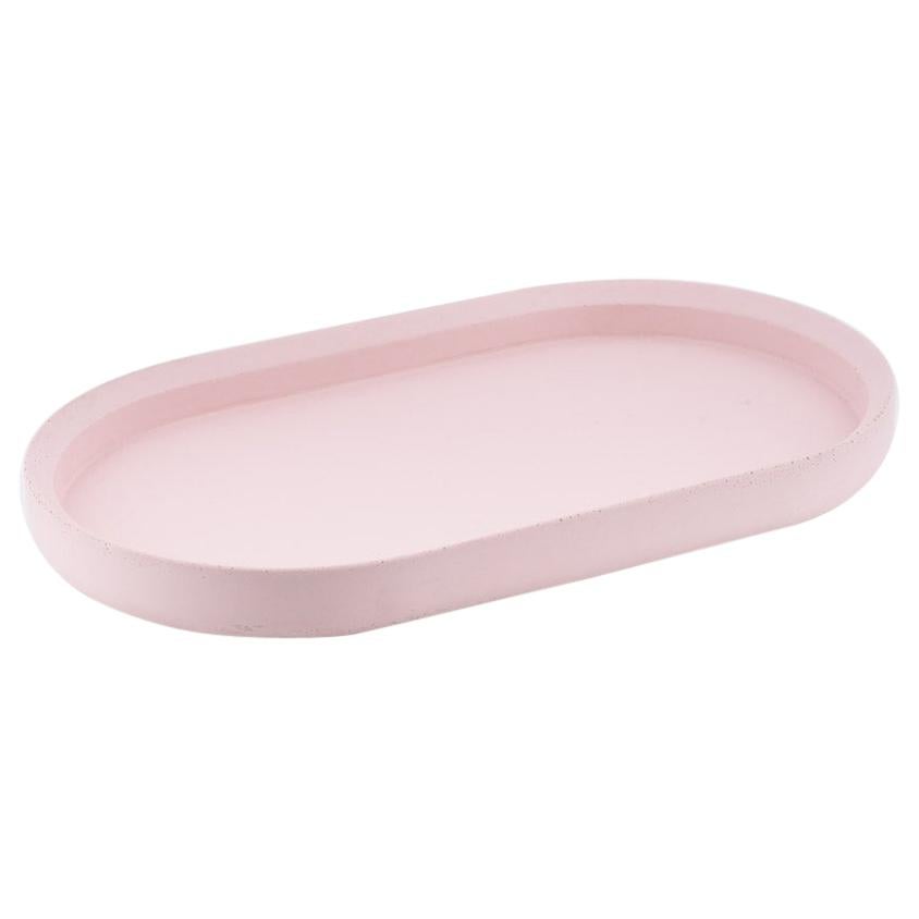 Vassoio in cemento del 21° secolo, fatto a mano, colore rosa fenicottero