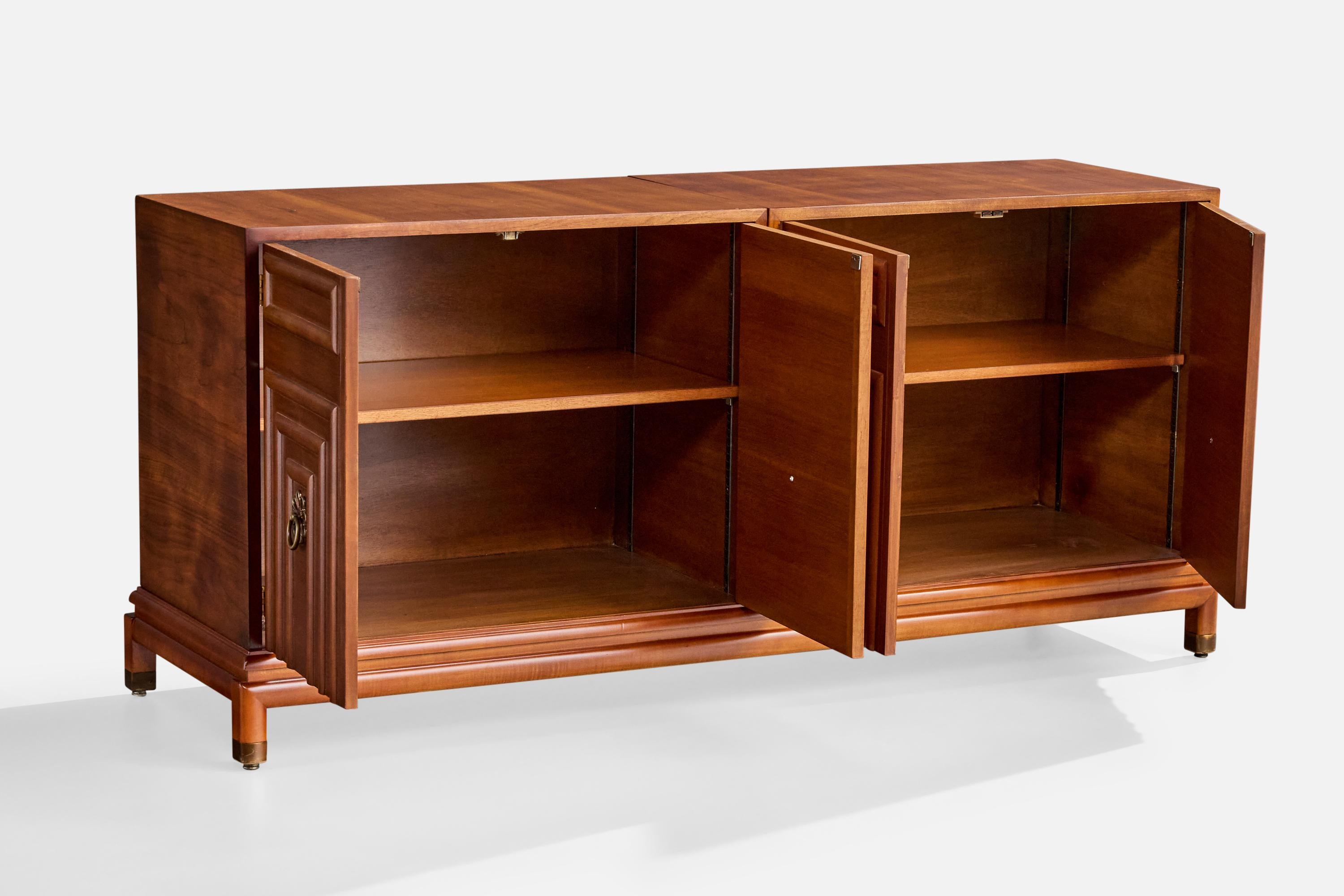 Americano Renzo Rutili, Mobile, Wood, Ottone, USA, anni '50 in vendita