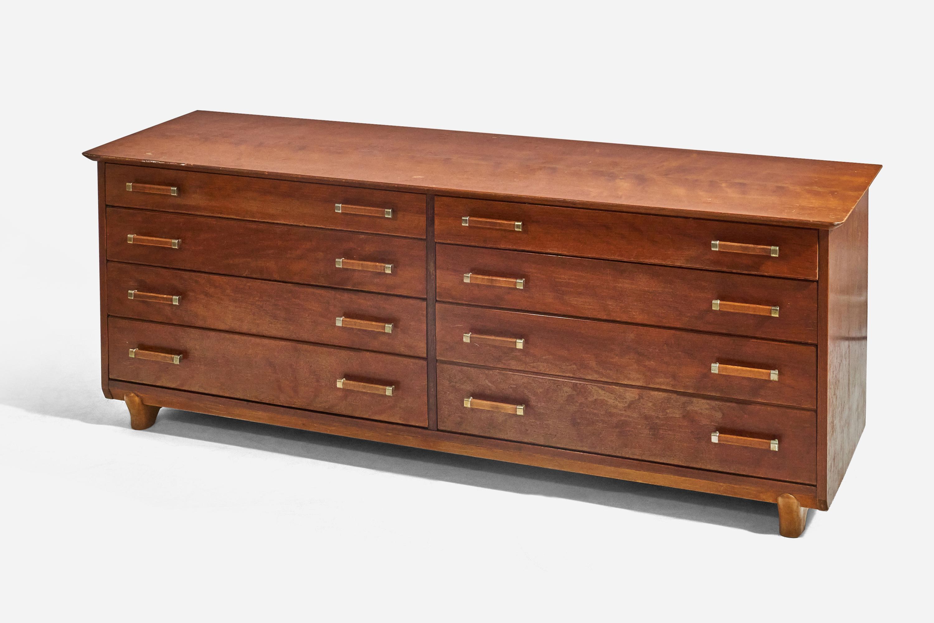 Mid-Century Modern Renzo Rutili, Cabinet, Wood, Johnson Furniture Company, USA, c. 1950s For Sale