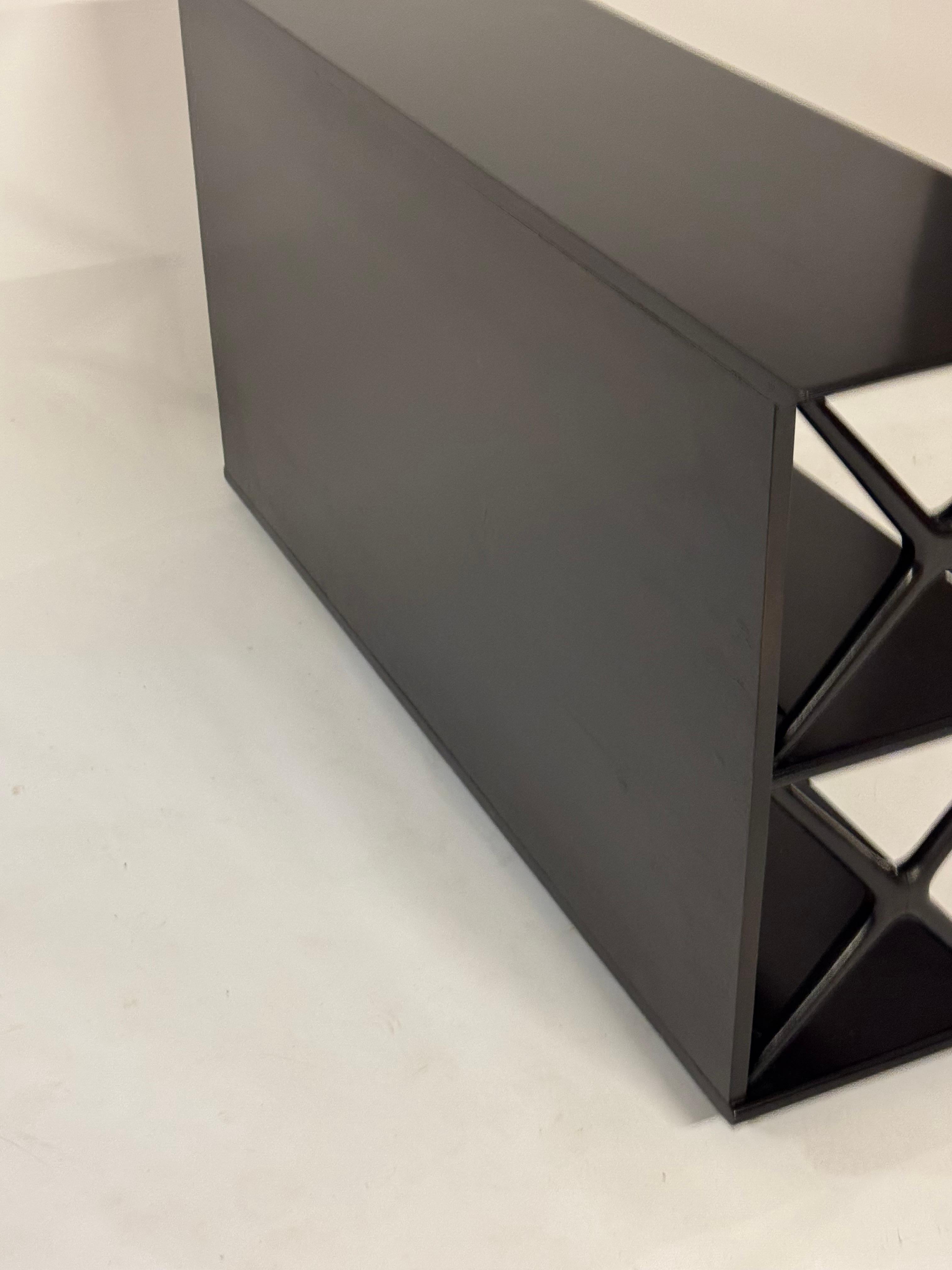 Mid-20th Century Renzo Rutili for Johnson Furniture Co. 1950s Low X Form Two Shelf Bookcase For Sale