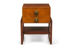 Renzo Rutili for Johnson Furniture Co. Burl Wood Nightstand / Bedside Table