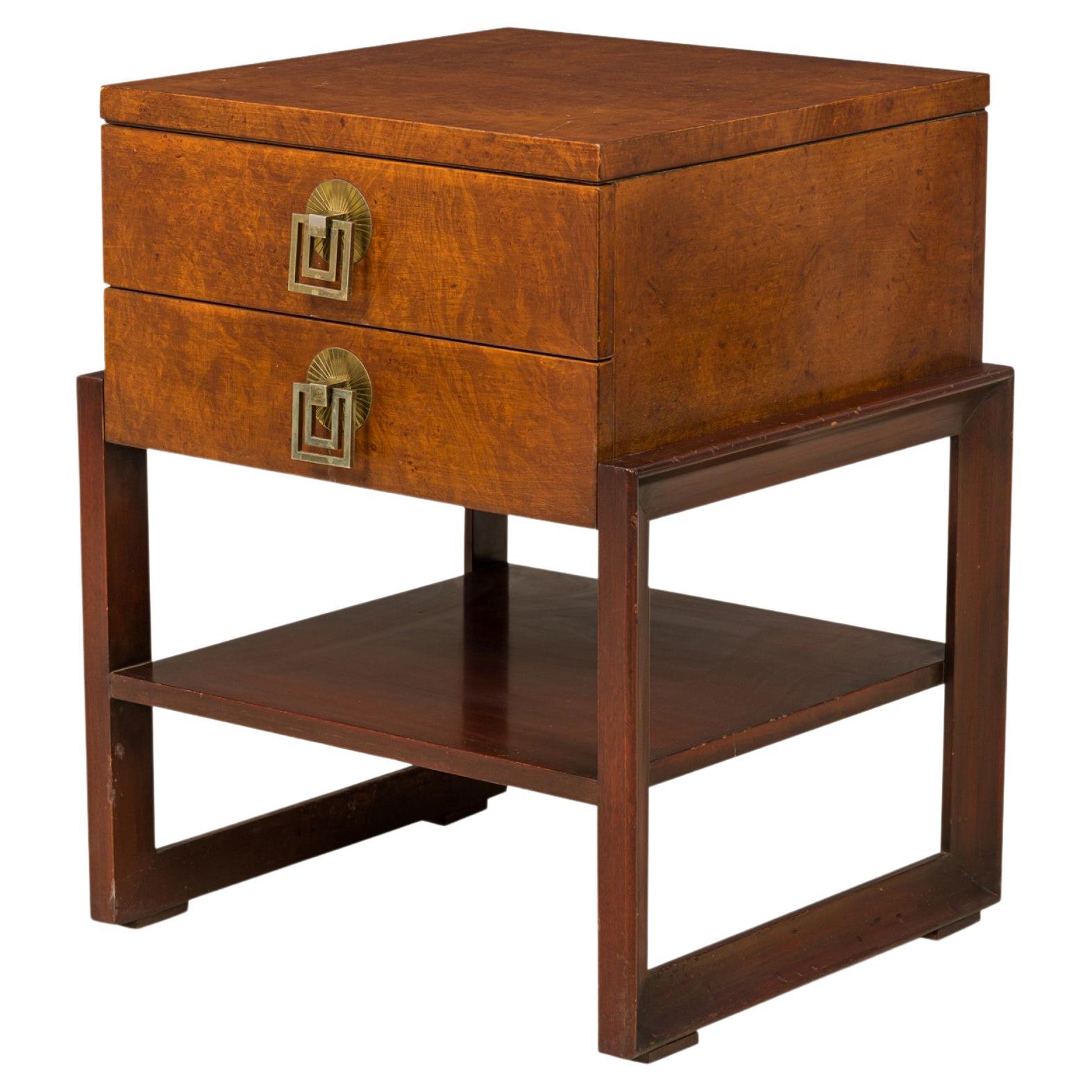 Renzo Rutili for Johnson Furniture Co. Burl Wood Nightstand / Bedside Table