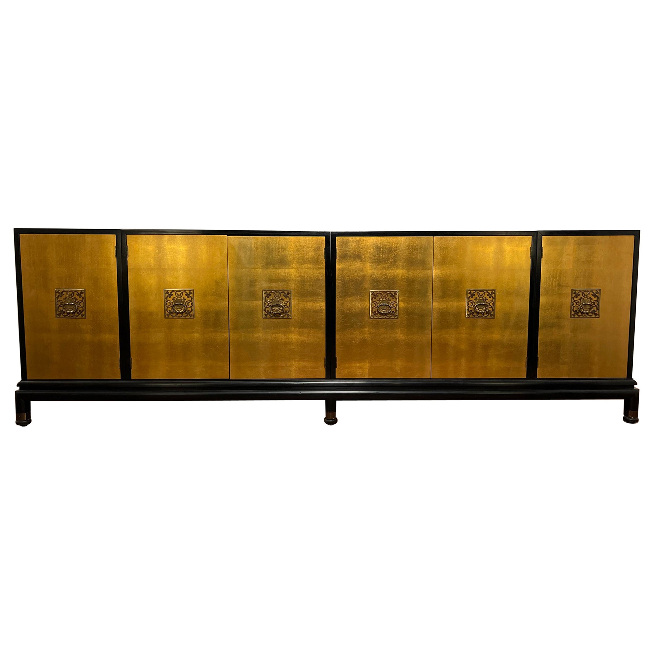 Renzo Rutili for Johnson Furniture Gold Leaf Credenza Circa 1950s