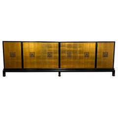 Renzo Rutili per Johnson Furniture Credenza in foglia d'oro, circa anni '50