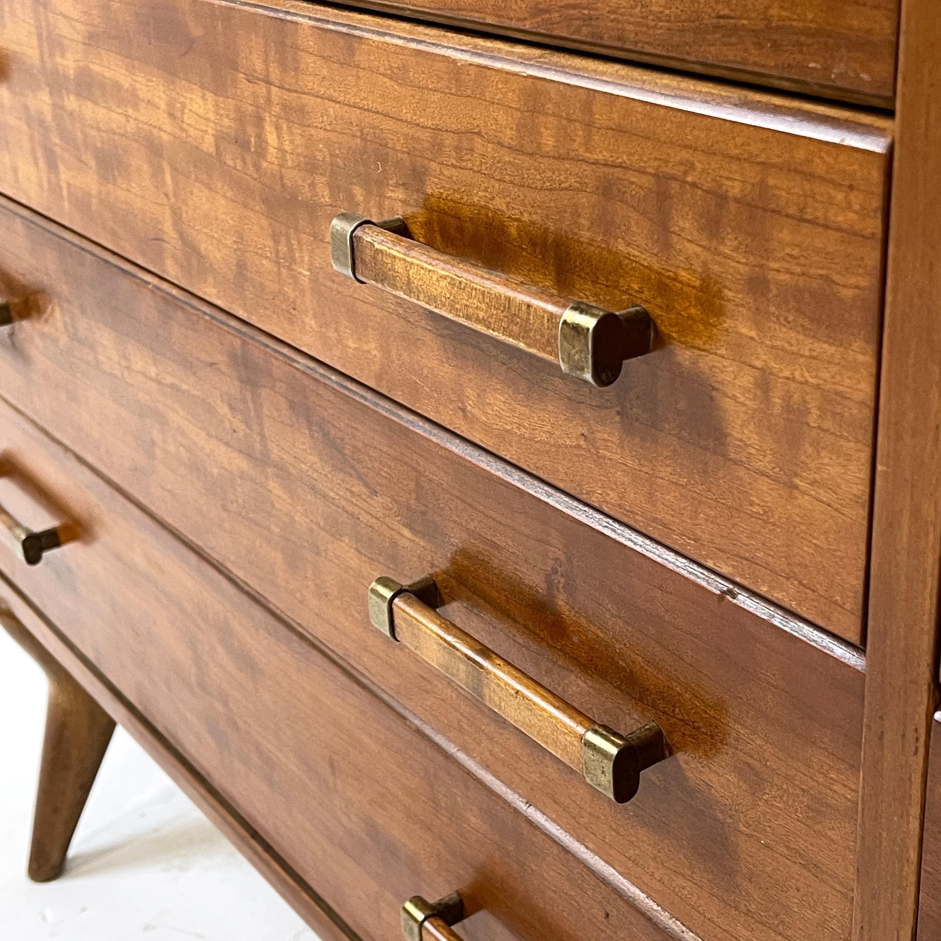 Mid-Century Modern Renzo Rutili for Johnson Furniture Sculptural Cherry Long Dresser or Credenza