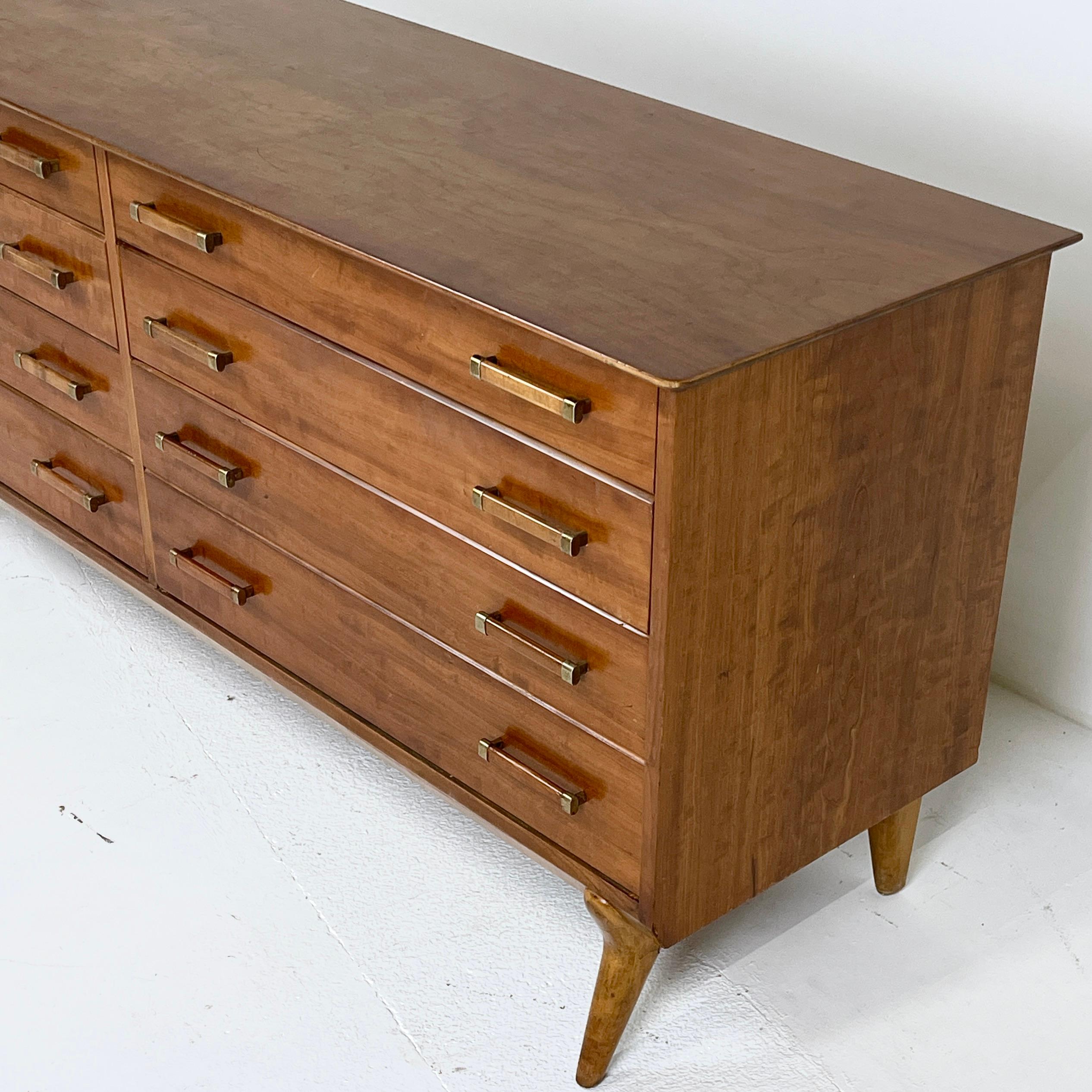 Renzo Rutili for Johnson Furniture Sculptural Cherry Long Dresser or Credenza In Good Condition In Hudson, NY