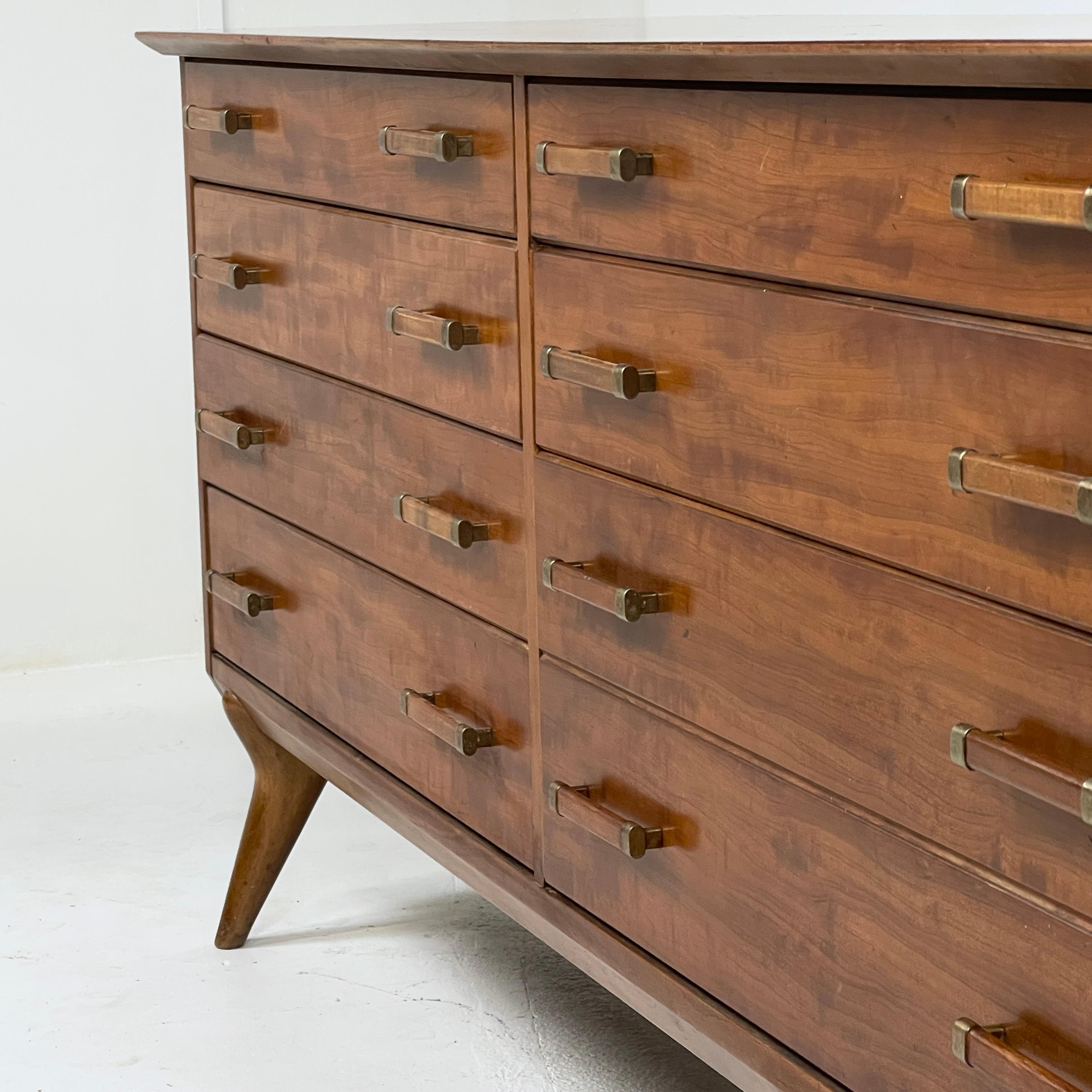 Renzo Rutili for Johnson Furniture Sculptural Cherry Long Dresser or Credenza 1