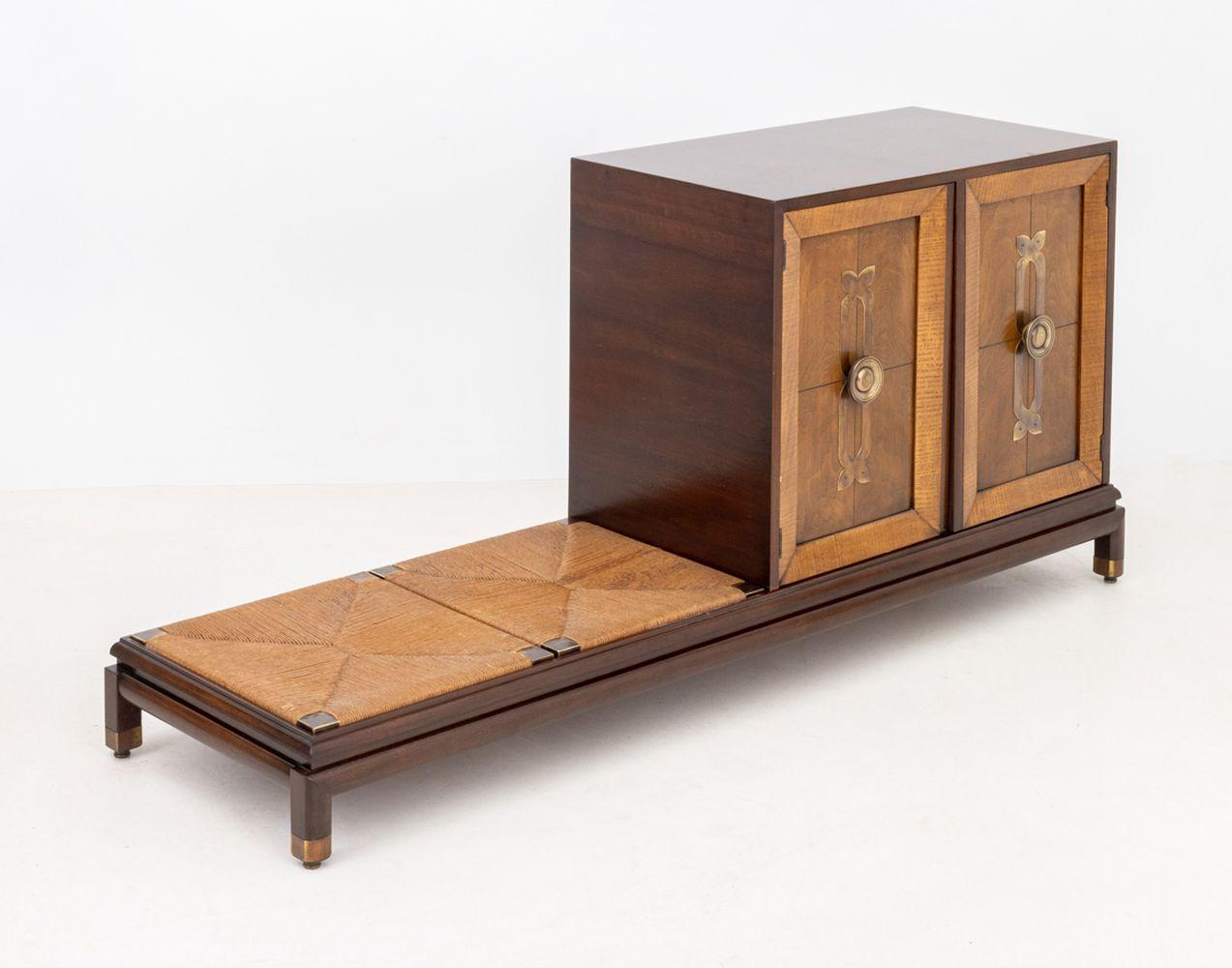 Renzo Rutili for Johnson Mahogany Cabinet & Bench In Good Condition For Sale In Astoria, NY