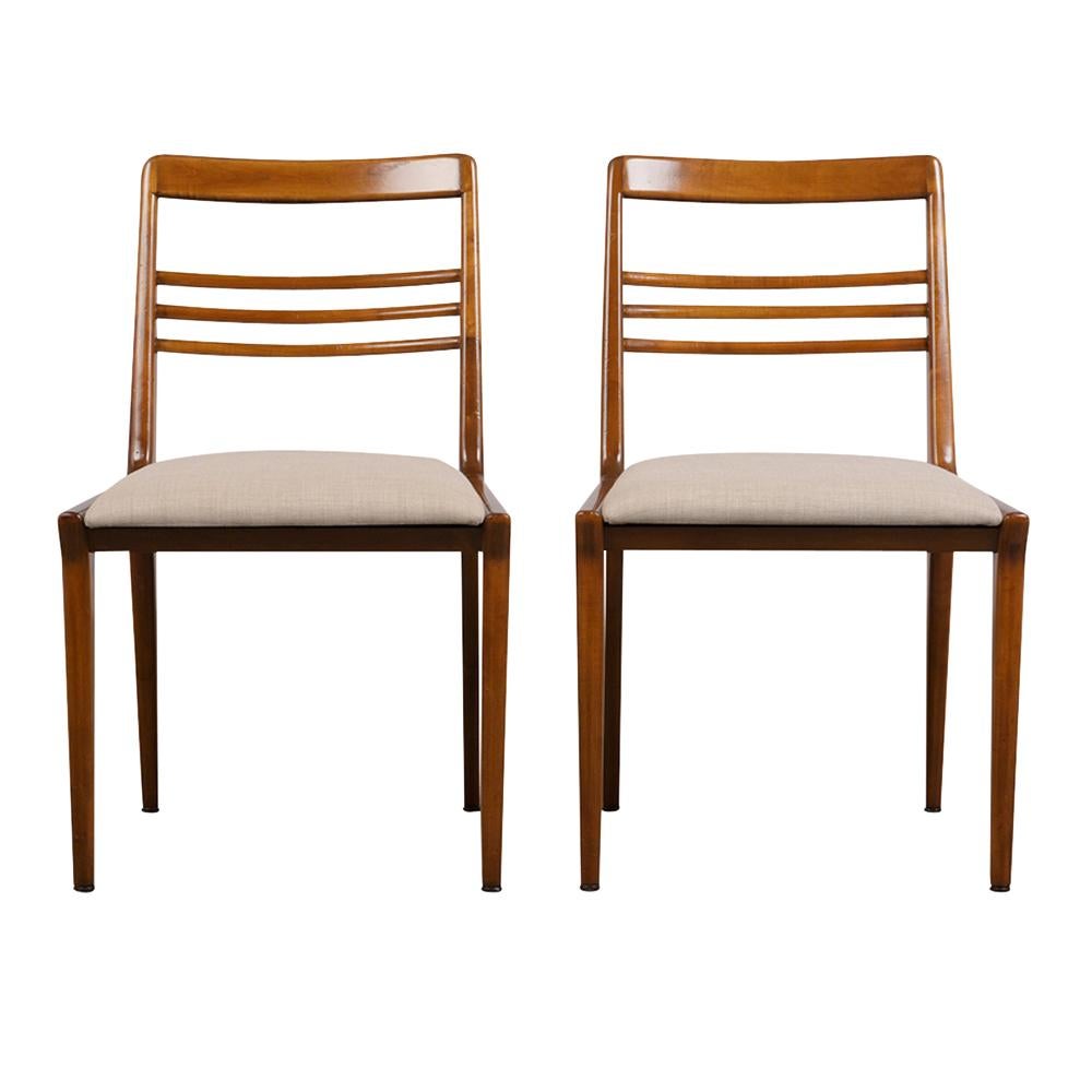 Renzo Rutili for Johnson Furniture: Restored Mid-Century Maple Dining Chair Set 2