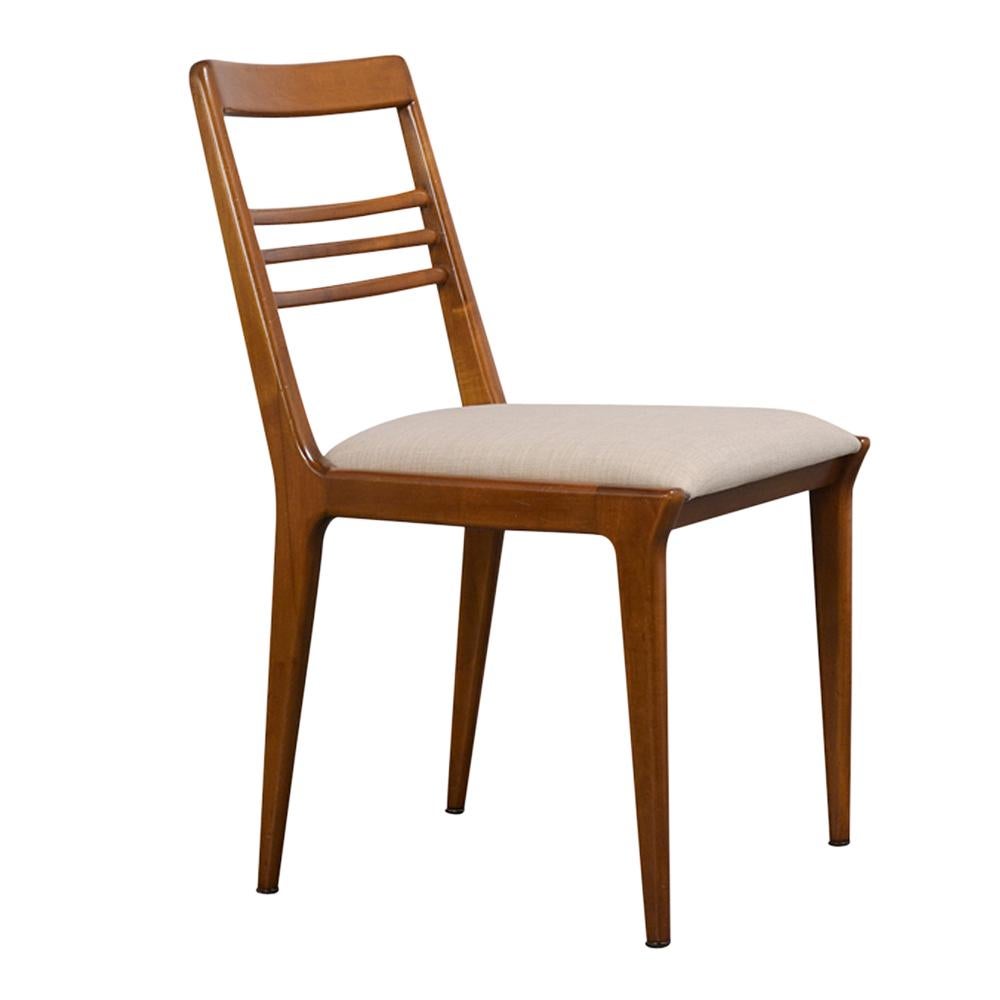Carved Renzo Rutili for Johnson Furniture: Restored Mid-Century Maple Dining Chair Set