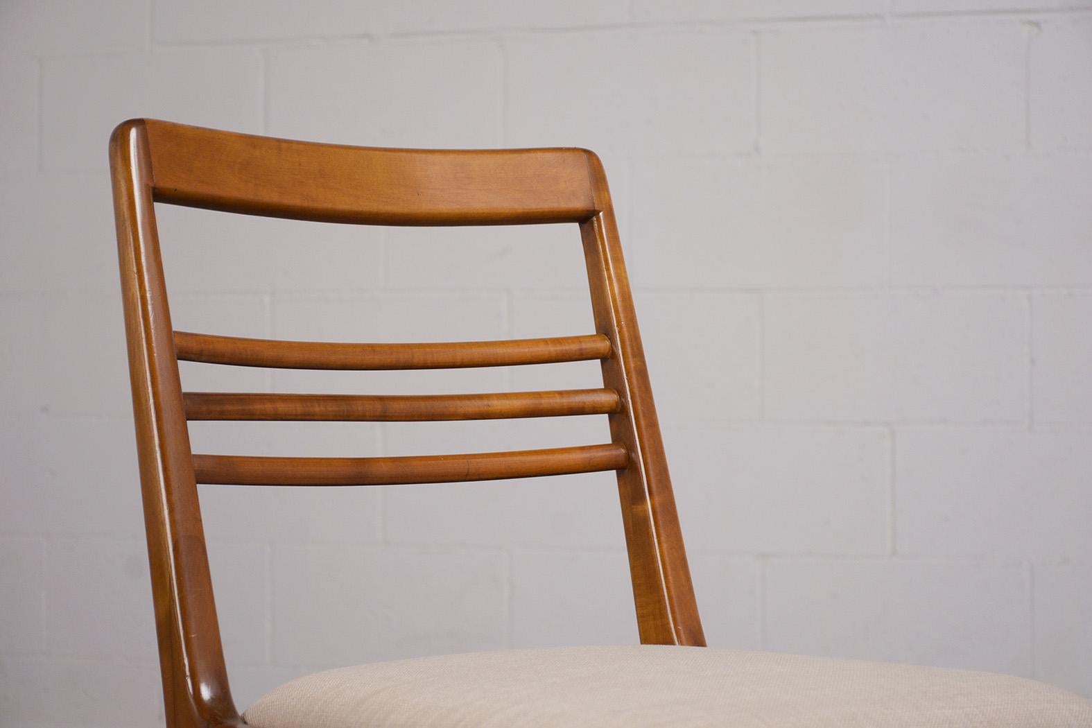 Renzo Rutili for Johnson Furniture: Restored Mid-Century Maple Dining Chair Set In Good Condition In Los Angeles, CA