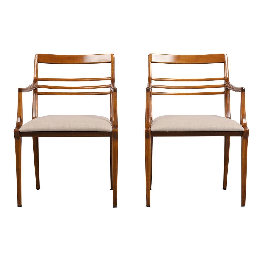 Mid-20th Century Renzo Rutili for Johnson Furniture: Restored Mid-Century Maple Dining Chair Set