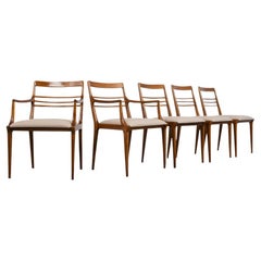 Restored Mid-Century Modern Dining Chairs by Renzo Rutili: 5-piece Set in Maple