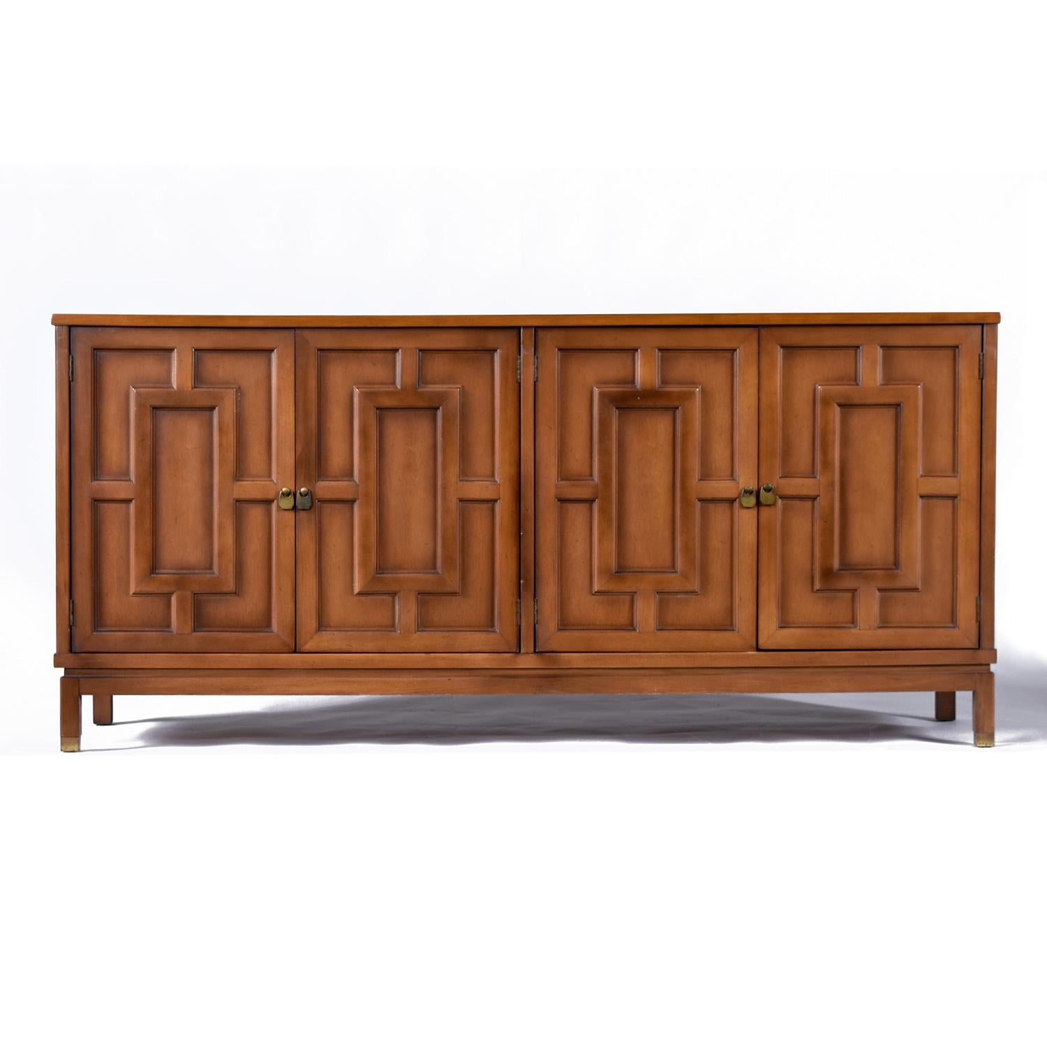 American Renzo Rutili Style Fretwork Credenza Buffet
