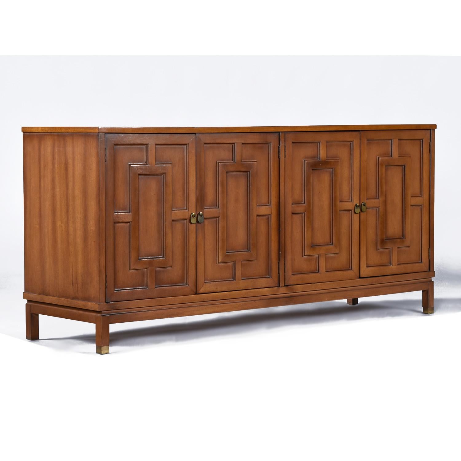 Mid-Century Modern Renzo Rutili Style Fretwork Credenza Buffet