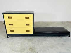 Renzo Rutili Style Yellow And Black Campaign Chest Of Drawers With Low Bench
