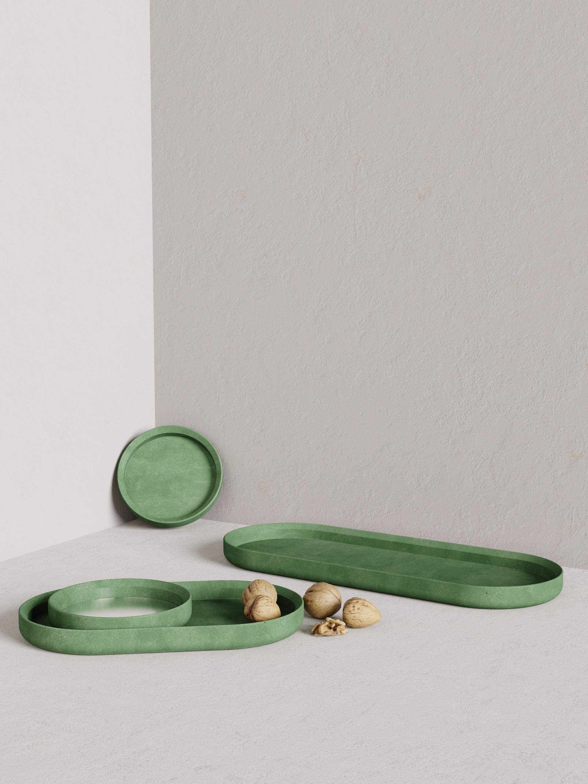 Modern Renzo Set Concrete Tray Made in Italy Brown&Green Cement Christmas Edition For Sale