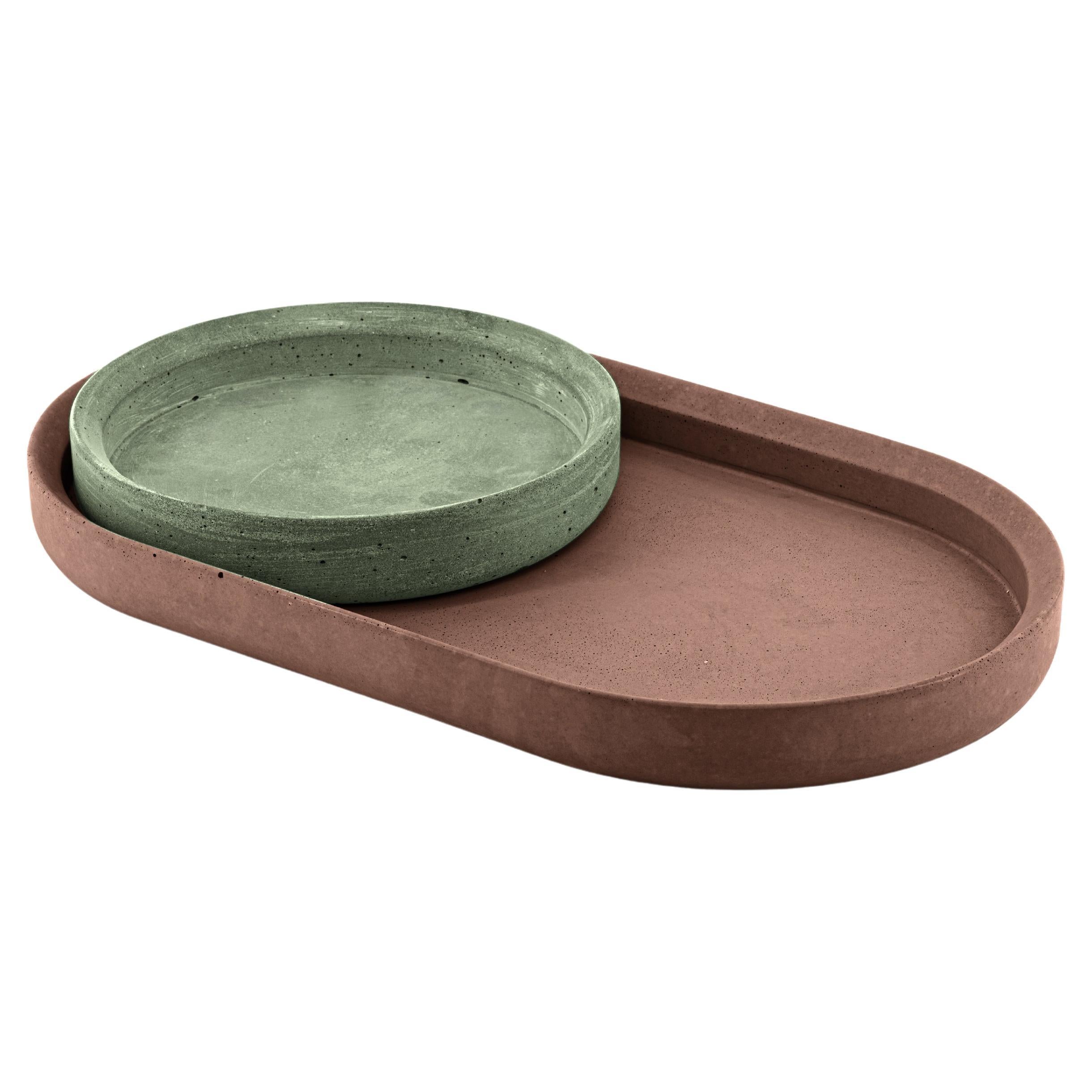 Renzo Set Concrete Tray Made in Italy Brown&Green Cement Christmas Edition